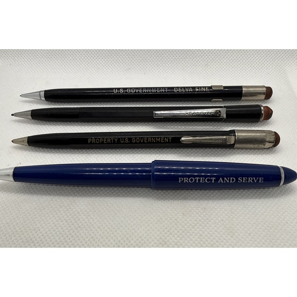 Vintage U.S. Government Pens Pencil Lot Wearever Scripto Delva Set Police Promo